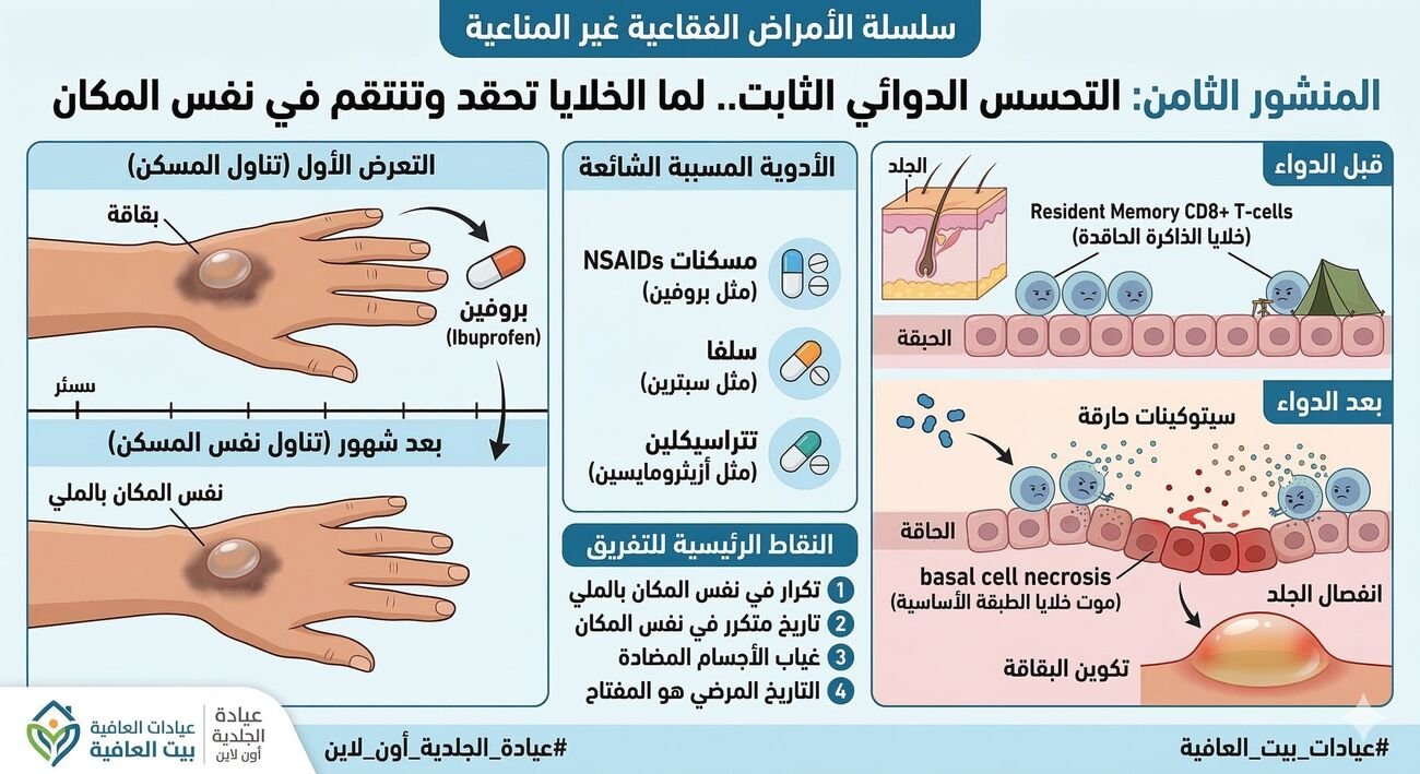 التحسس الدوائي الثابت.. لما الخلايا تحقد وتنتقم في نفس المكان