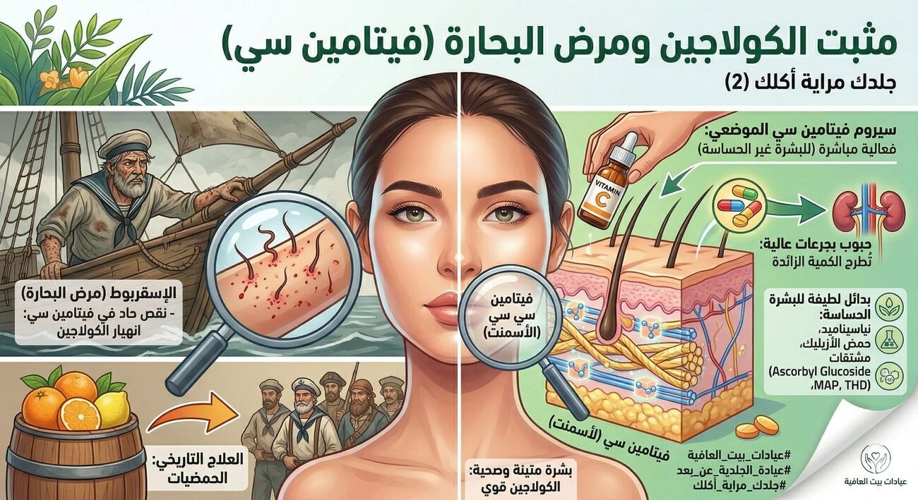 مثبت الكولاجين ومرض البحارة (فيتامين سي).