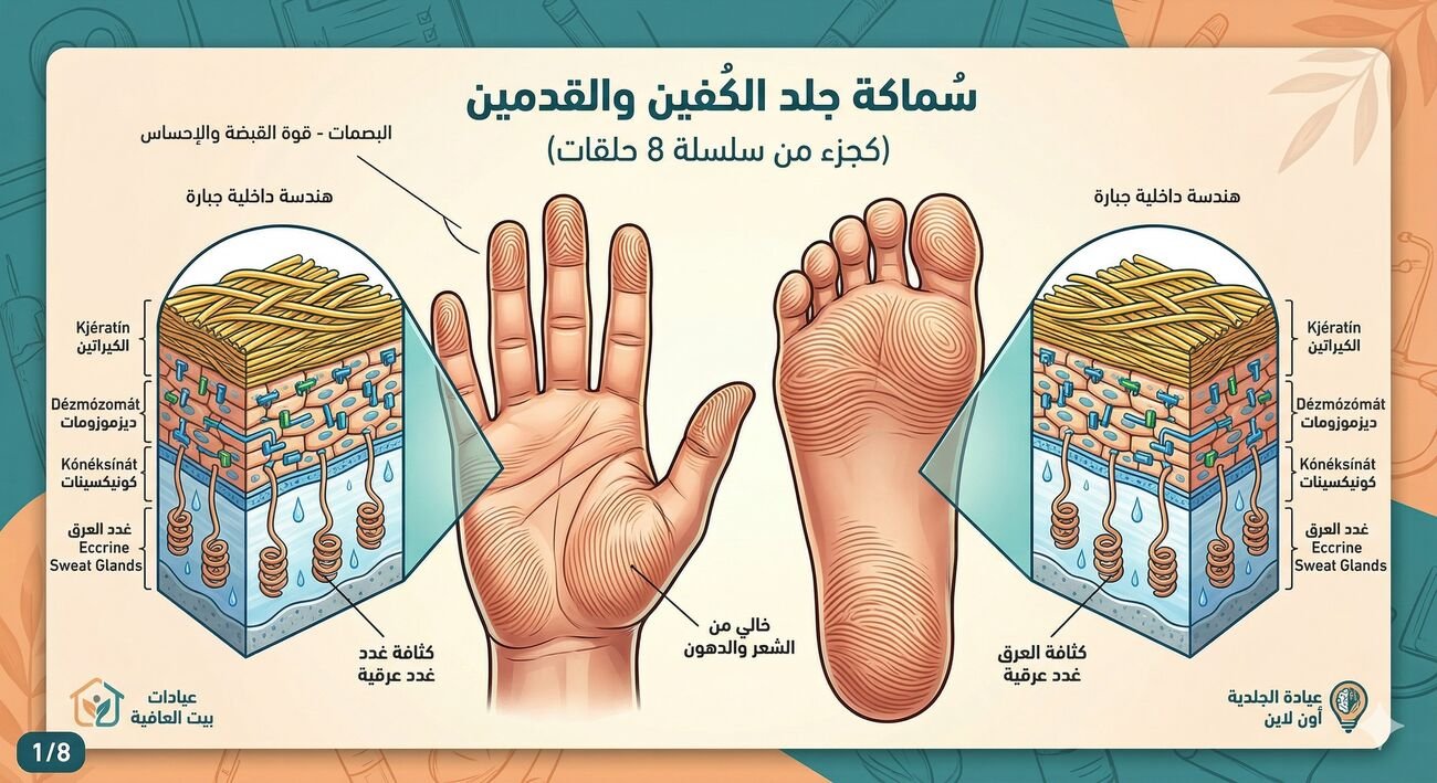 جلد الكفين والقدمين - ليه هو مختلف؟ 🖐️👣