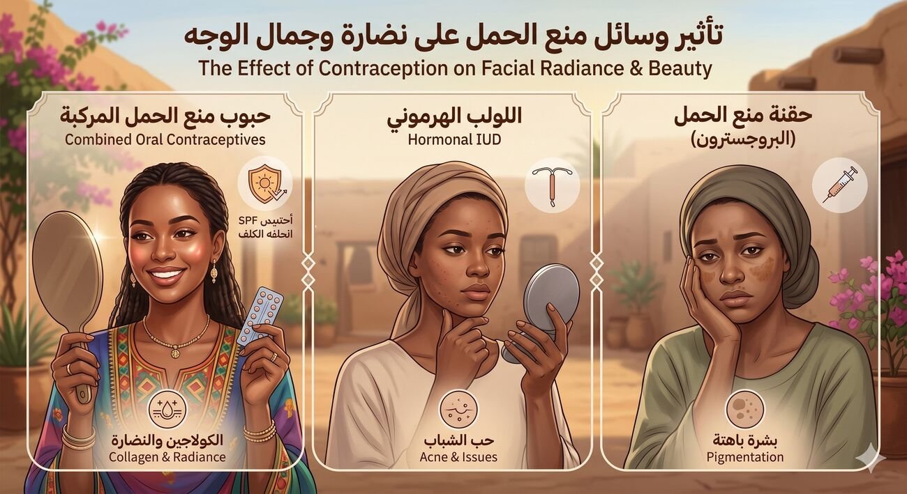 تأثير وسائل منع الحمل على صحة البشرة