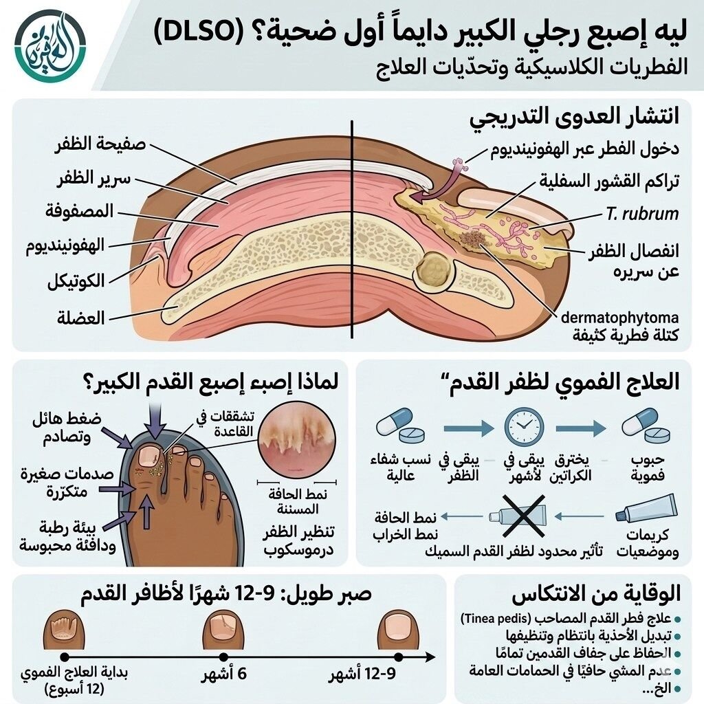 الفطريات الكلاسيكية البتهجم من طرف الظفر - ليه إصبع رجلي الكبير دايماً أول