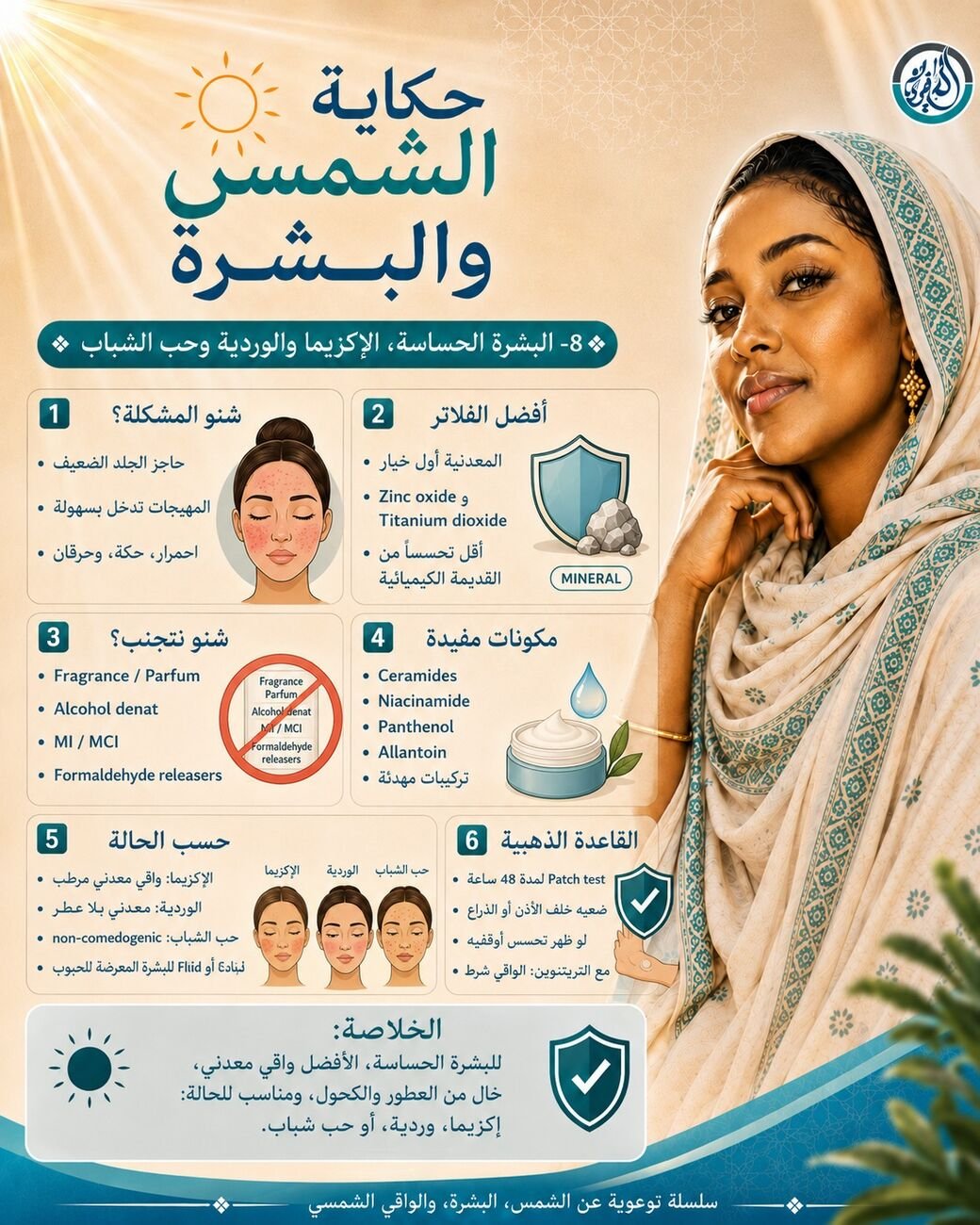 البشرة الحساسة، الإكزيما والوردية وحب الشباب