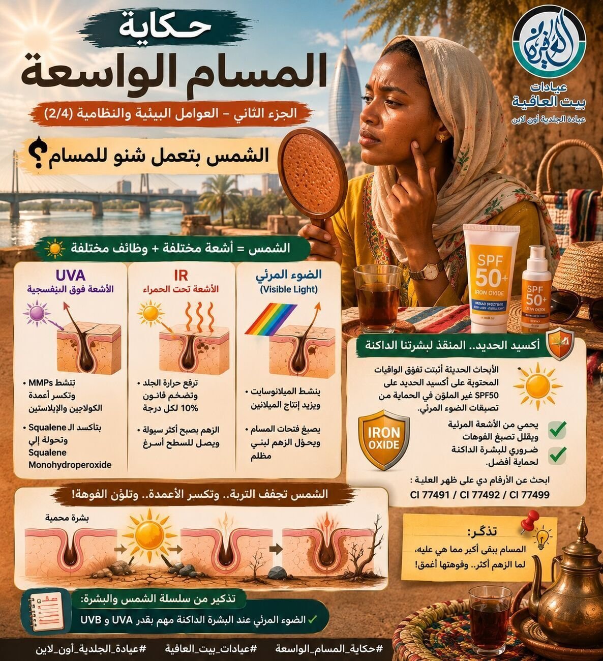 الشمس بتعمل شنو للمسام؟