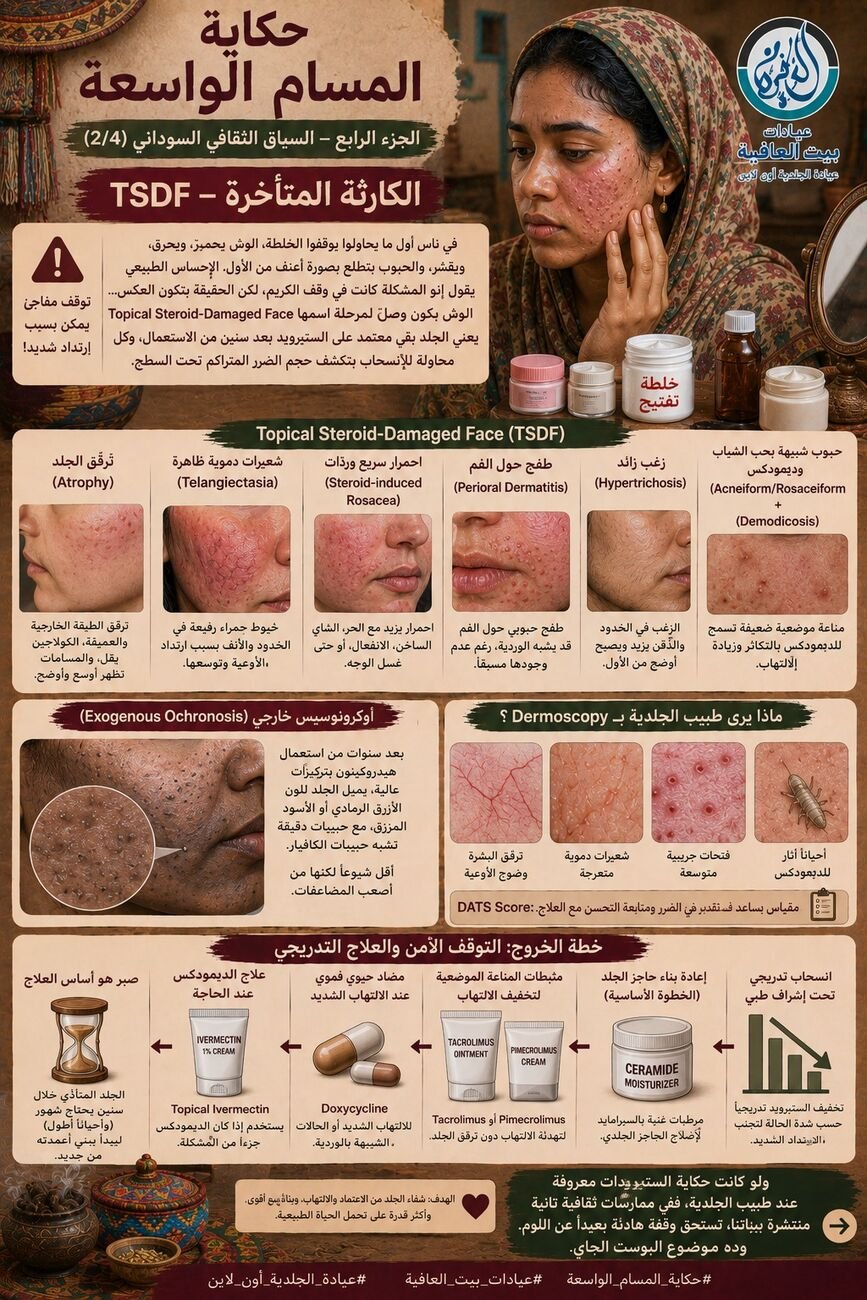 الوجه المدمر بالكورتيزول الموضعي — الكارثة المتأخرة