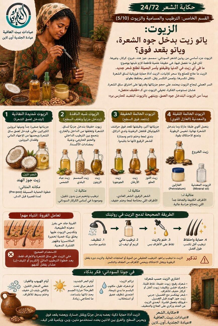 القسم الخامس: الترطيب والمسامية والزيوت (5/10) - الزيوت: ياتو زيت بدخل جوه الشعرة، وياتو بقعد فوق؟