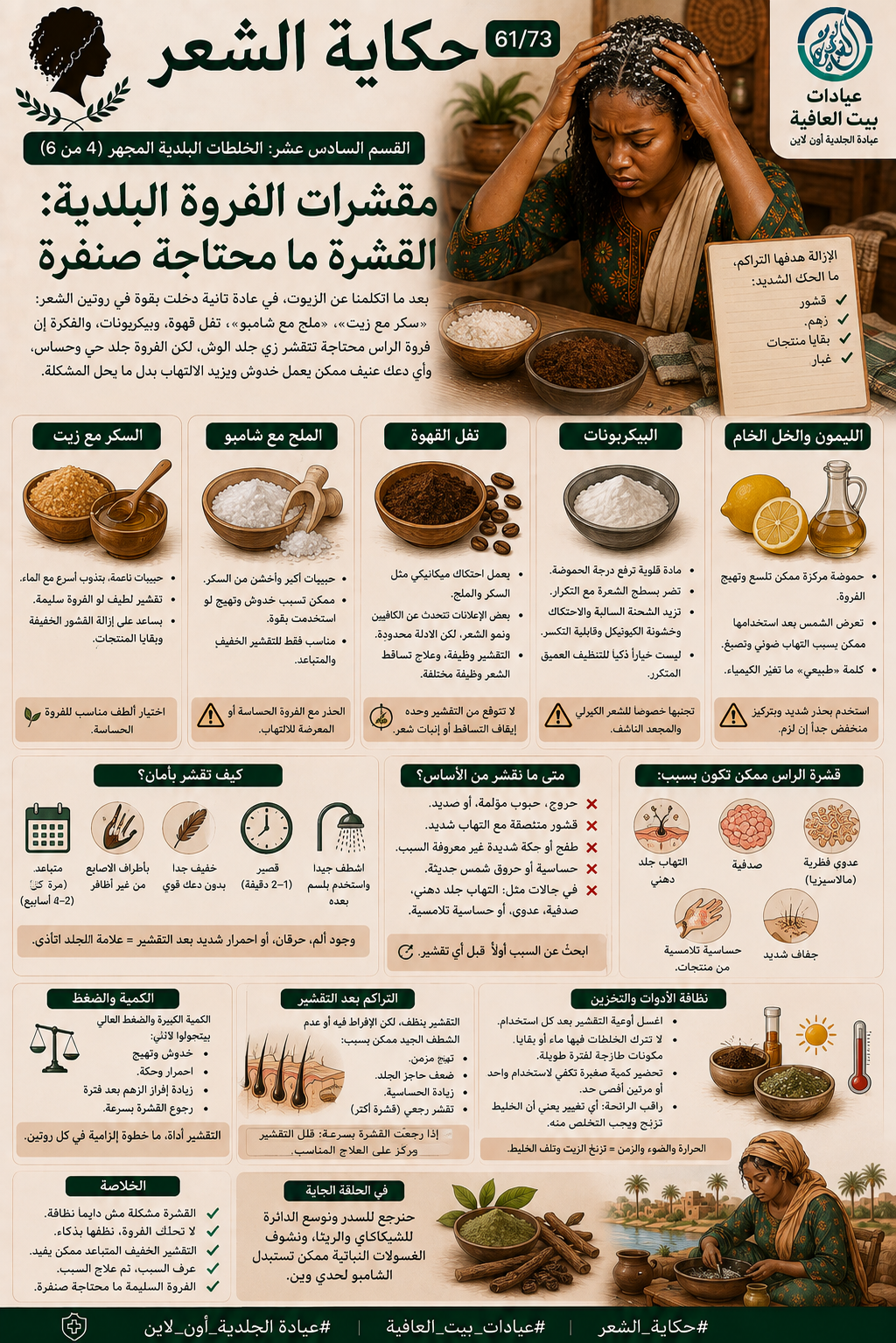 القسم الثاني عشر: الخلطات البلدية تحت المجهر (٤ من ٦) - مقشرات الفروة البلدية: القشرة ما محتاجة صنفرة