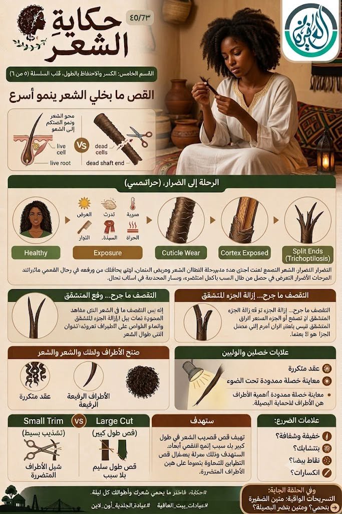 القسم السابع: الكسر والاحتفاظ بالطول، قلب السلسلة (٥ من ٦) - القص ما بخلي الشعر ينمو أسرع